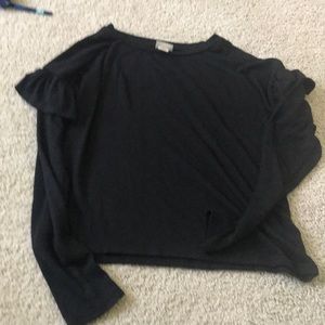 Black ruffled sleeve sweater